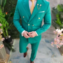 Costum de barbati verde Sacou si Pantalon C4657 4