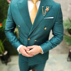 Costum de barbati verde Sacou si Pantalon C4667 2