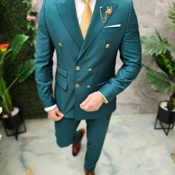 Costum de barbati verde Sacou si Pantalon C4667 4