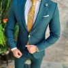 Costum de bărbați verde cu nasturi aurii: Sacou si Pantalon - C4699-Costume