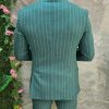 Costum de barbati verde in dungi: Sacou si Pantalon - C4669-Costume