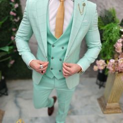Costum de barbati verde menta Sacou Vesta si Pantalon C4654 5