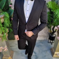 Costum negru NASMIRE Sacou Pantalon Papion C4625 4