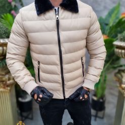 Geaca crem foarte groasa cu guler imblanit GC852 3