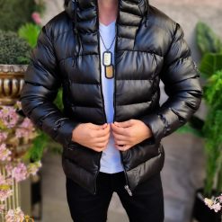 Geaca groasa neagra cu gluga GC804 3