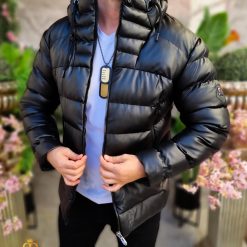 Geaca groasa neagra cu gluga GC804 5