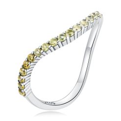 Inel din argint Curved Yellow Crystals-Inele >> Inele din argint