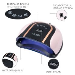 Lampa UV LED pentru doua maini 140W INFINITY PRO LUXORISE Pink 5