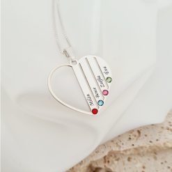 Lantisor Inima familiei - 4 nume si cristale Swarovski - Argint 925-Personalizate >> Ocazie >> Familia mea