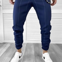 Pantaloni barbati casual albastri cu dungi 11955 SD F7-5-Pantaloni > Pantaloni casual