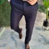 Pantaloni eleganti bleumarin