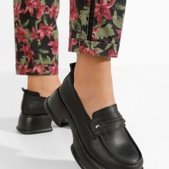 Pantofi casual dama piele Arala negri-Pantofi dama casual-Noutăți