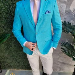 Sacou de barbati Slim Fit Bleu SC873 3