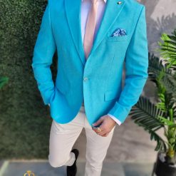 Sacou de barbati Slim Fit Bleu SC873 4