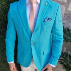 Sacou de barbati Slim Fit Bleu SC873 5