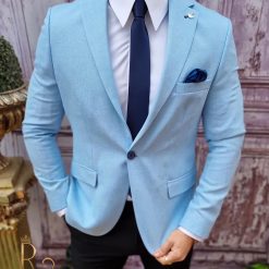 Sacou de barbati Slim Fit Bleu Senin SC788 3