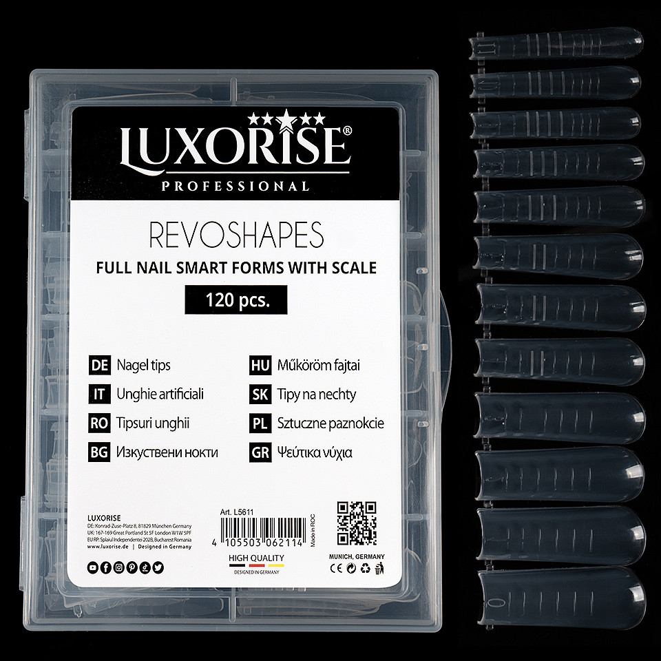 Tipsuri Reutilizabile Revo Shapes LUXORISE Full Nail pentru Polygel si gel