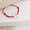 Bratara Good luck - Trifoi decupat si nume - Argint 925 placat cu Aur Galben 18K - Snur reglabil