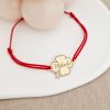 Bratara personalizata - Trifoi cu nume - Argint 925 placat cu Aur Galben 18K- Snur reglabil