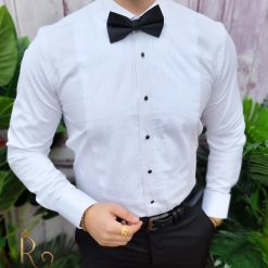 Camasa alba de barbati de ceremonie cu butoni guler de papion CR122 2