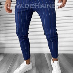 Pantaloni barbati casual regular fit bleumarin in dungi B7871 26-1.2 E~-Pantaloni > Pantaloni casual