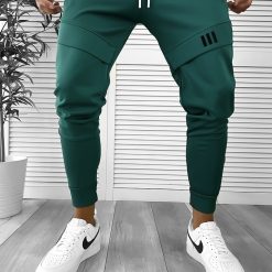 Pantaloni de trening verde inchis conici 12259 D3-5.3-Pantaloni > Pantaloni de trening