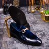 Pantofi Loafers de barbati bleumarin din piele naturala si catifea - P1393-Pantofi