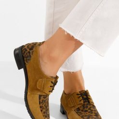 Pantofi derby piele Vogue leopard-Pantofi oxford derby dama-Pantofi oxford derby dama