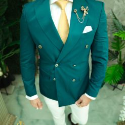 Sacou de barbati Double Breasted Verde Slim Fit SC827 4