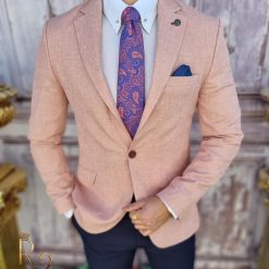 Sacou de barbati Roz pal croiala Slim Fit SC661 2