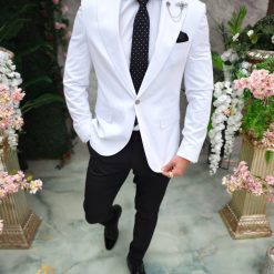 Sacou de barbati Slim Fit Alb SC832 4