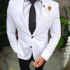 Sacou de barbati Slim Fit Alb SC834 3