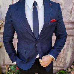 Sacou de barbati Slim Fit Bleumarin SC786 3