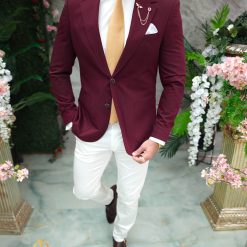 Sacou de barbati Slim Fit Bordeaux SC825 3