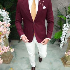 Sacou de barbati Slim Fit Bordeaux SC825 4