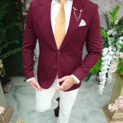 Sacou de barbati Slim Fit Bordeaux SC825 5