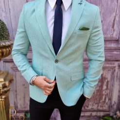 Sacou de barbati Slim Fit Verde Mint SC787 3
