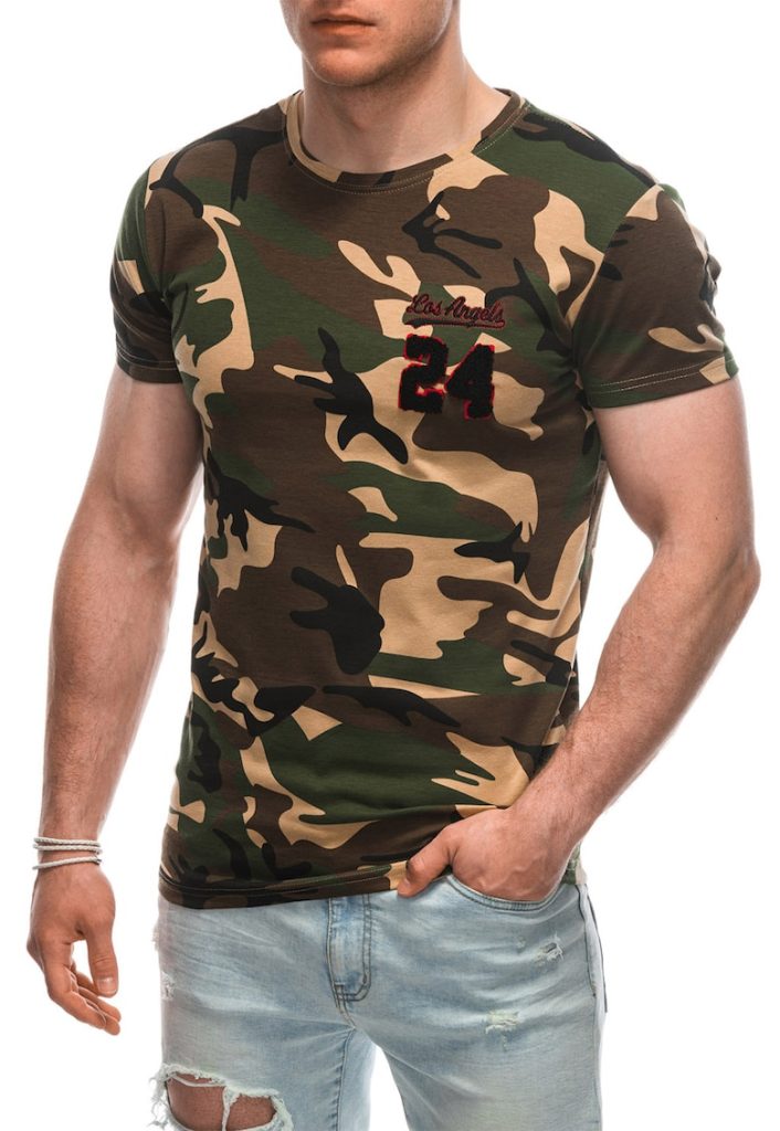 Tricou din amestec de bumbac cu model camuflaj-BARBATI-IMBRACAMINTE/Tricouri si maiouri