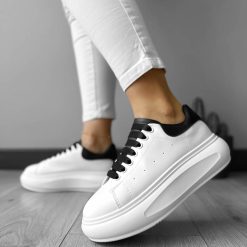 Adidasi dama casual albi cu calcai negru A01-Incaltaminte > Incaltaminte dama > Adidasi dama