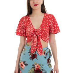 Bluza crop cu model cu nod Lexi-FEMEI-IMBRACAMINTE/Bluze