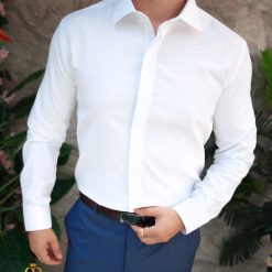 Camasa alba de barbati cu butoni Slim Fit CR172 4