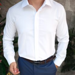 Camasa alba de barbati cu butoni Slim Fit CR173 3