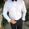Cămașă alba de bărbați de ceremonie cu butoni