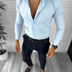 Camasa barbati slim fit albastra 12659-Camasi barbati