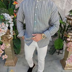 gri cu dungi albe- CR167-Camasi