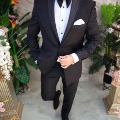 Costum Negru NASMIRE Sacou Pantalon Papion C4831 5