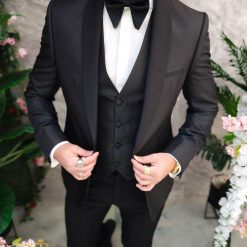 Costum Negru NASMIRE Sacou Vesta Pantalon Papion C4800 5