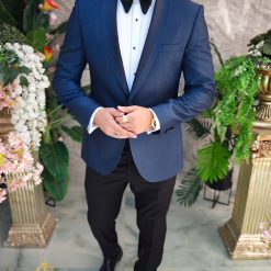 Costum albastru NASMIRE Sacou Pantalon si Papion C4905 3