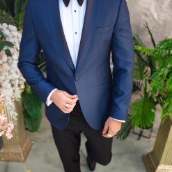 Costum albastru NASMIRE Sacou Pantalon si Papion C4905 4