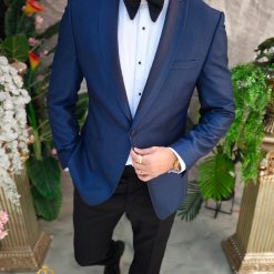 Costum albastru NASMIRE Sacou Pantalon si Papion C4905 5